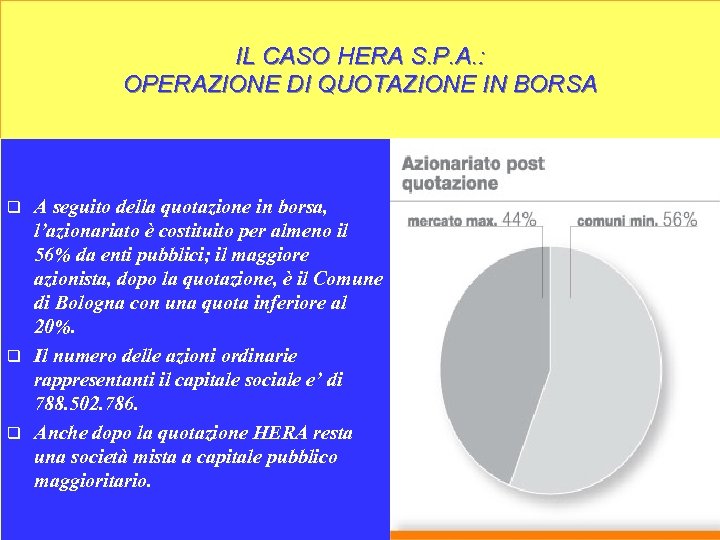 IL CASO HERA S. P. A. : OPERAZIONE DI QUOTAZIONE IN BORSA A seguito