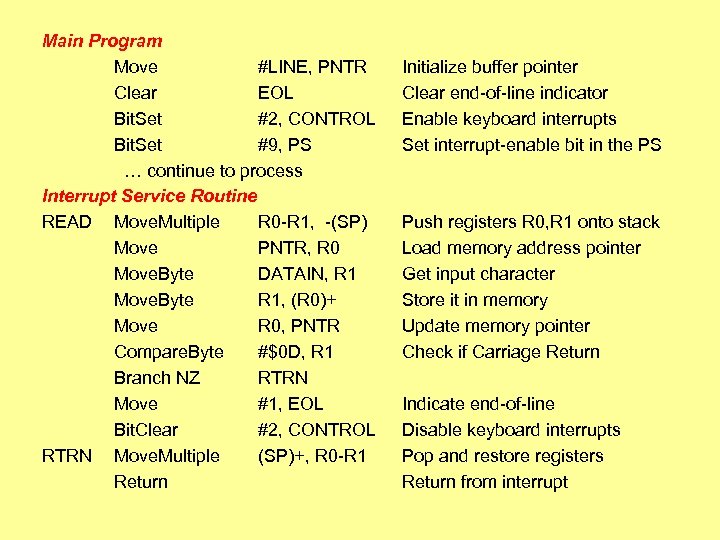 Main Program Move #LINE, PNTR Clear EOL Bit. Set #2, CONTROL Bit. Set #9,