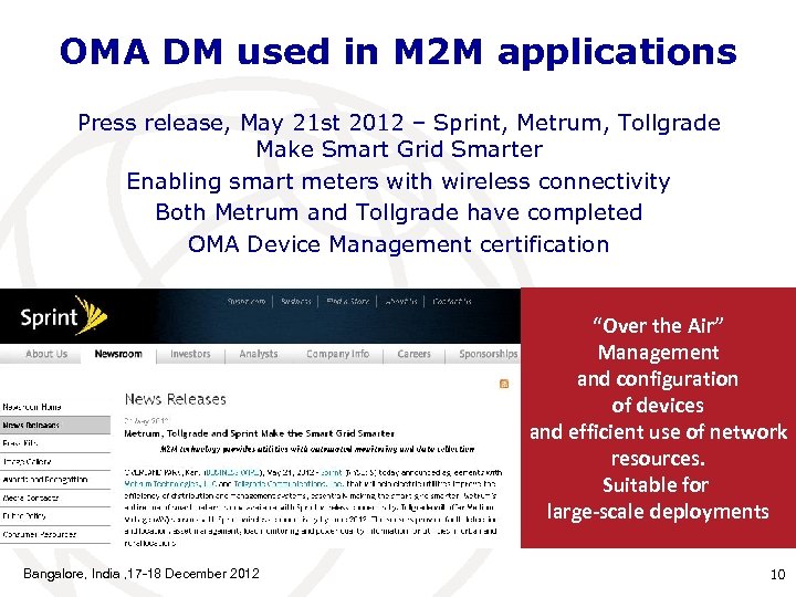 OMA DM used in M 2 M applications Press release, May 21 st 2012