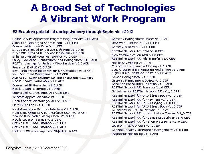 A Broad Set of Technologies A Vibrant Work Program 52 Enablers published during January