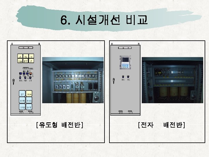 6. 시설개선 비교 [유도형 배전반] [전자 배전반] 