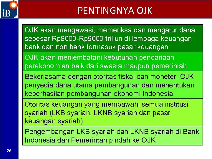 PENTINGNYA OJK akan mengawasi, memeriksa dan mengatur dana sebesar Rp 8000 -Rp 9000 triliun