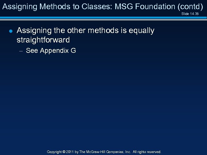 Assigning Methods to Classes: MSG Foundation (contd) Slide 14. 35 l Assigning the other