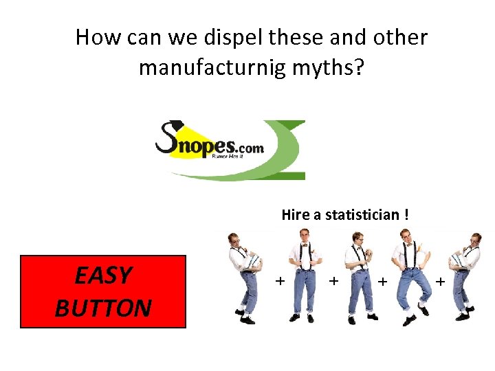 How can we dispel these and other manufacturnig myths? Hire a statistician ! EASY
