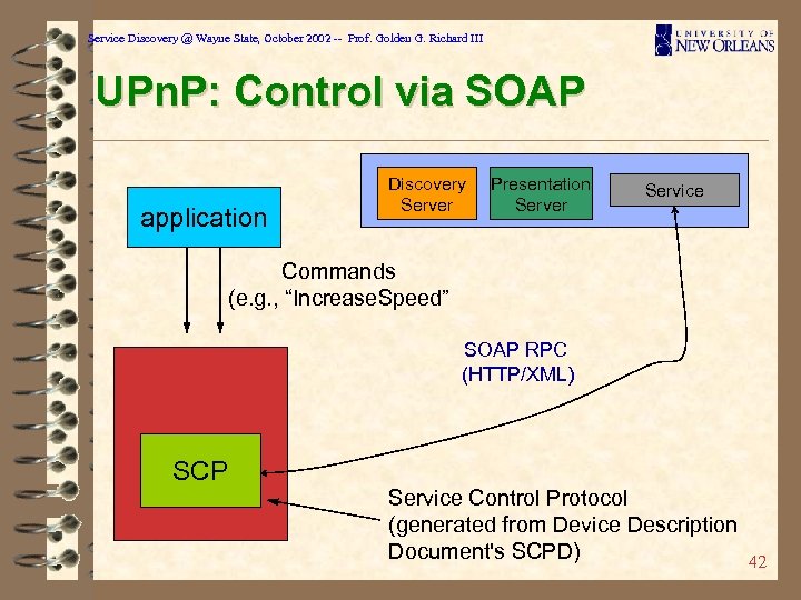 Service Discovery @ Wayne State, October 2002 -- Prof. Golden G. Richard III UPn.