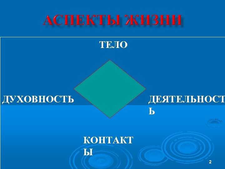 ТЕЛО ДУХОВНОСТЬ ДЕЯТЕЛЬНОСТ Ь КОНТАКТ Ы 2 