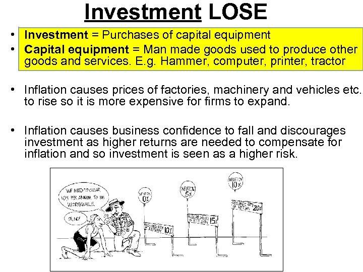 Investment LOSE • Investment = Purchases of capital equipment • Capital equipment = Man