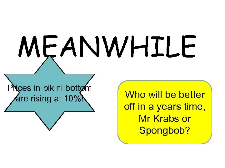 MEANWHILE Prices in bikini bottom are rising at 10%! Who will be better off