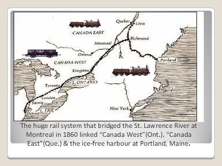 The huge rail system that bridged the St. Lawrence River at Montreal in 1860