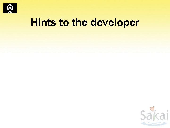Hints to the developer 