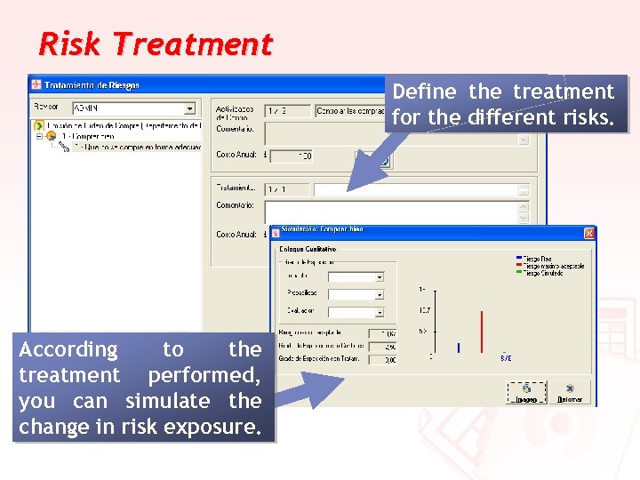 Risk Treatment Define the treatment for the different risks. According to the treatment performed,