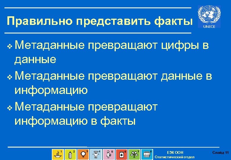 Правильно представить факты Метаданные превращают цифры в данные v Метаданные превращают данные в информацию