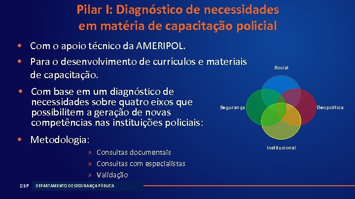 Pilar I: Diagnóstico de necessidades em matéria de capacitação policial • Com o apoio