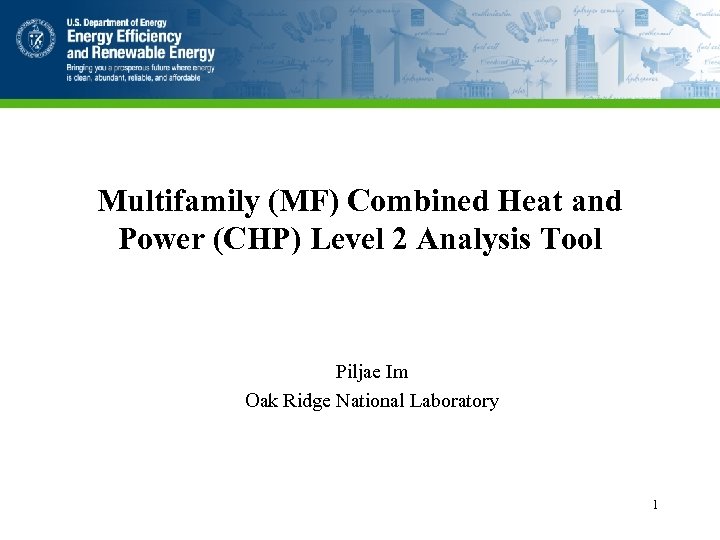 Multifamily (MF) Combined Heat and Power (CHP) Level 2 Analysis Tool Piljae Im Oak