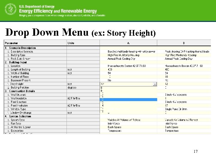 Drop Down Menu (ex: Story Height) 17 