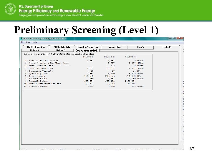 Preliminary Screening (Level 1) 37 