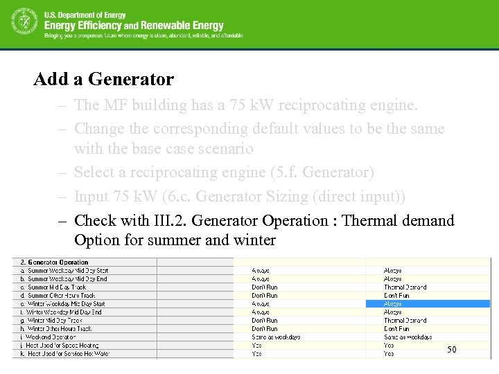 Add a Generator – The MF building has a 75 k. W reciprocating engine.