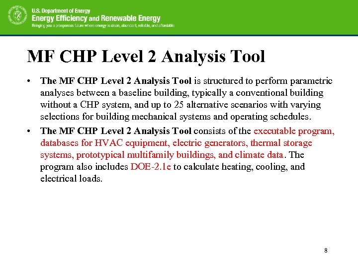 MF CHP Level 2 Analysis Tool • The MF CHP Level 2 Analysis Tool