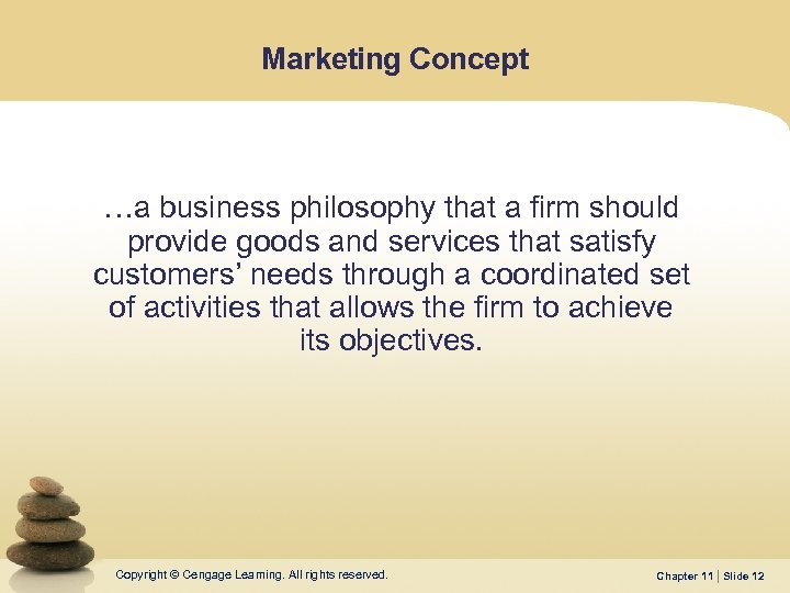 Marketing Concept …a business philosophy that a firm should provide goods and services that