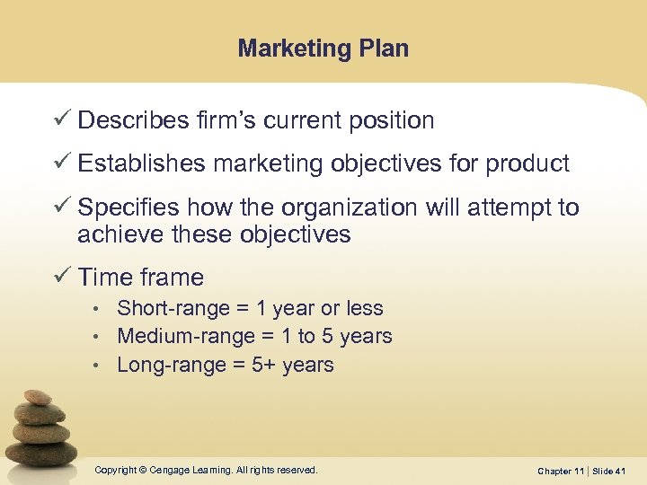 Marketing Plan ü Describes firm’s current position ü Establishes marketing objectives for product ü