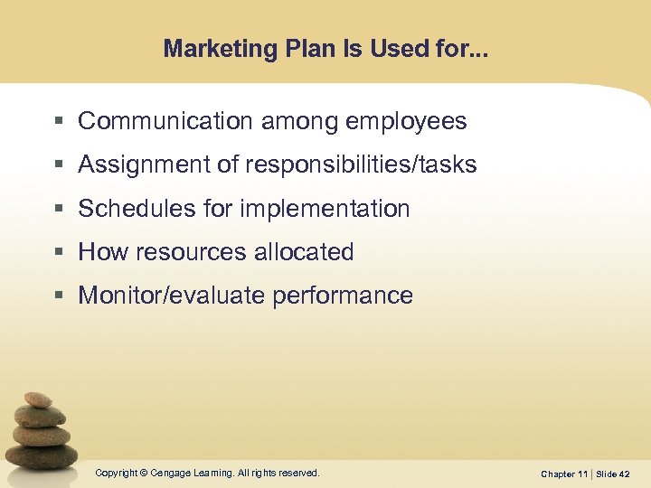 Marketing Plan Is Used for. . . § Communication among employees § Assignment of