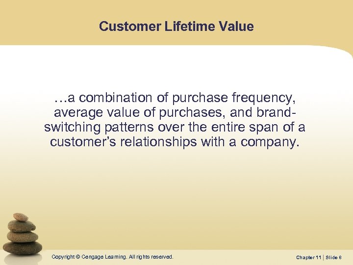 Customer Lifetime Value …a combination of purchase frequency, average value of purchases, and brandswitching