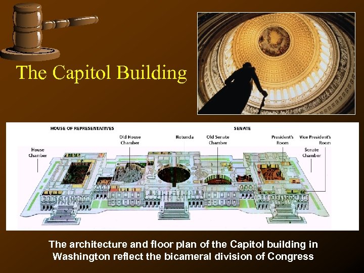 The Capitol Building The architecture and floor plan of the Capitol building in Washington