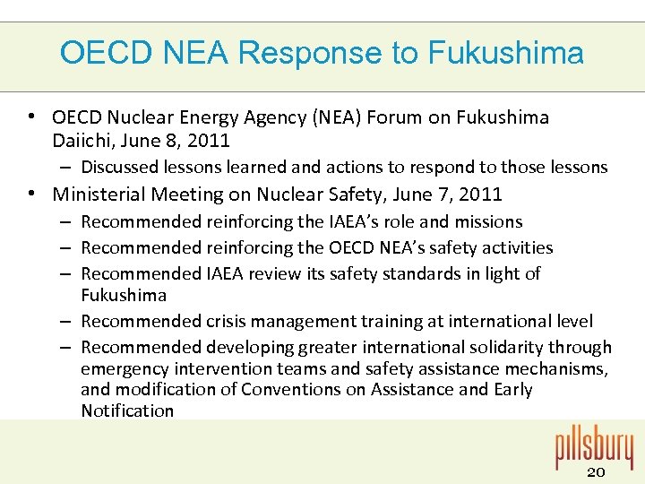 OECD NEA Response to Fukushima • OECD Nuclear Energy Agency (NEA) Forum on Fukushima