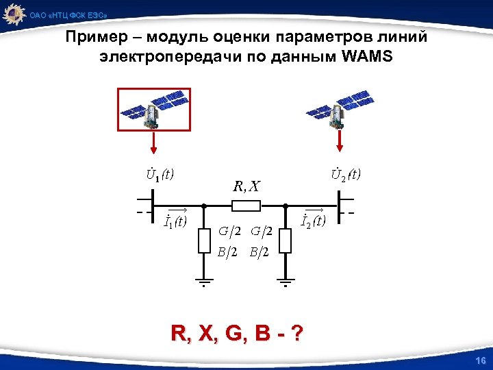 ОАО «НТЦ ФСК ЕЭС» Пример – модуль оценки параметров линий электропередачи по данным WAMS