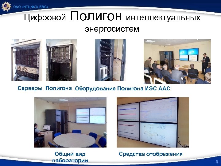 ОАО «НТЦ ФСК ЕЭС» Цифровой Полигон интеллектуальных энергосистем Серверы Полигона Оборудование Полигона ИЭС ААС