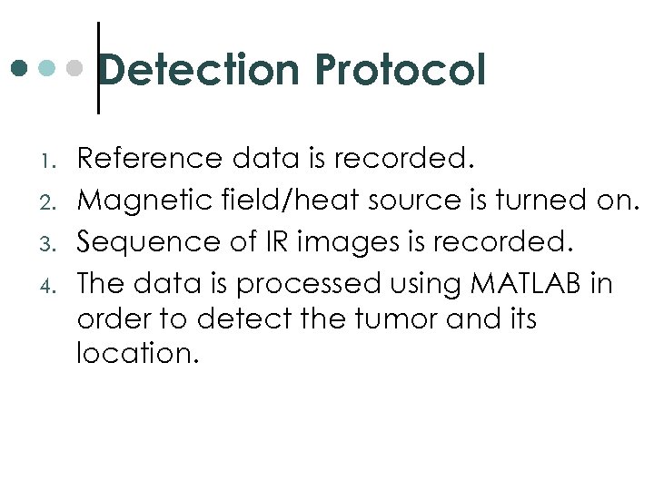 Detection Protocol 1. 2. 3. 4. Reference data is recorded. Magnetic field/heat source is