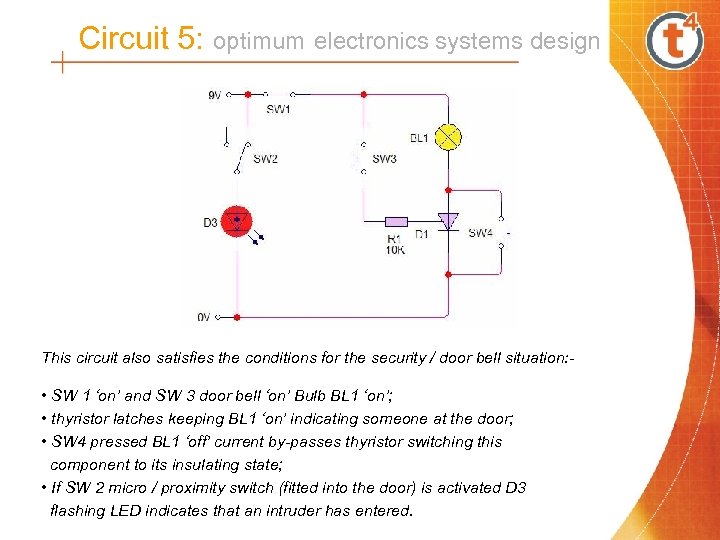 Circuit 5: optimum electronics systems design This circuit also satisfies the conditions for the