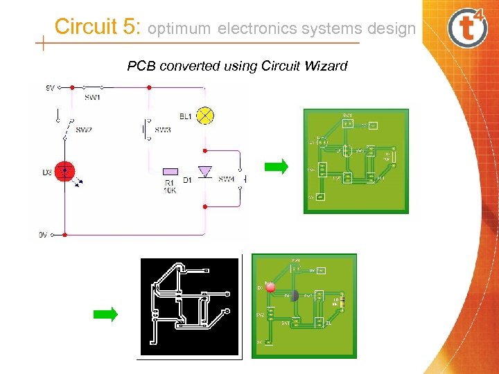 Circuit 5: optimum electronics systems design PCB converted using Circuit Wizard 