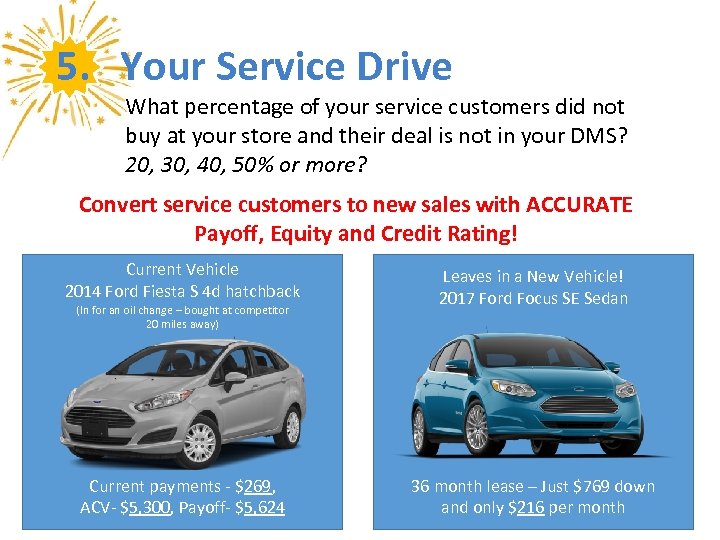 5. Your Service Drive What percentage of your service customers did not buy at