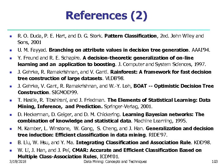 References (2) R. O. Duda, P. E. Hart, and D. G. Stork. Pattern Classification,