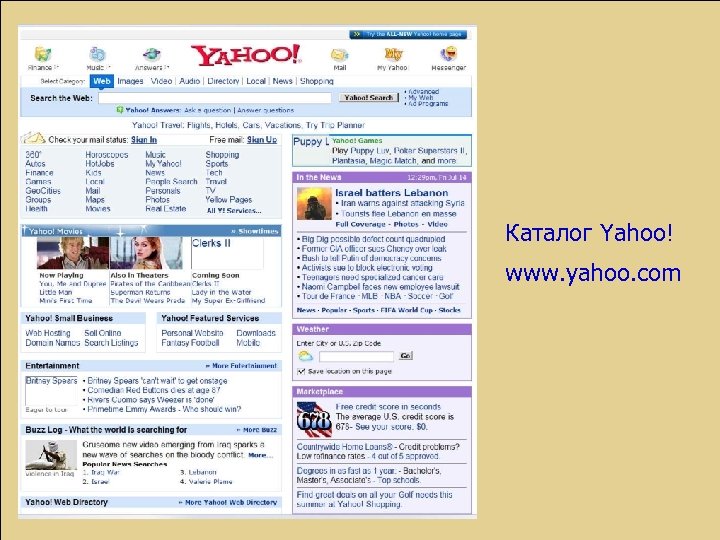 Каталог Yahoo! www. yahoo. com 