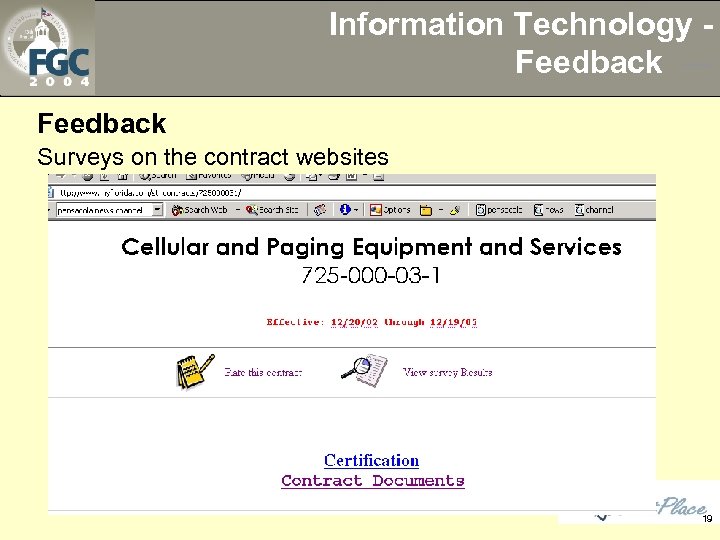 Information Technology Feedback --Feedback Surveys on the contract websites 19 