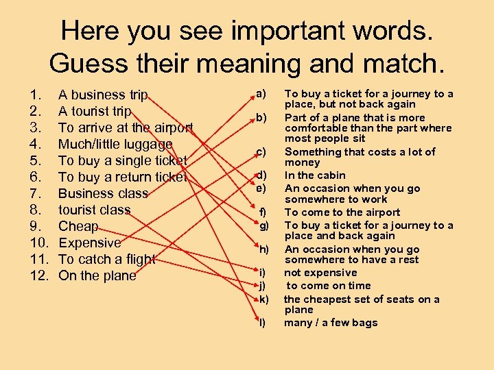 Here you see important words. Guess their meaning and match. 1. 2. 3. 4.
