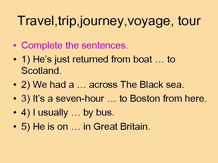 trip example sentence