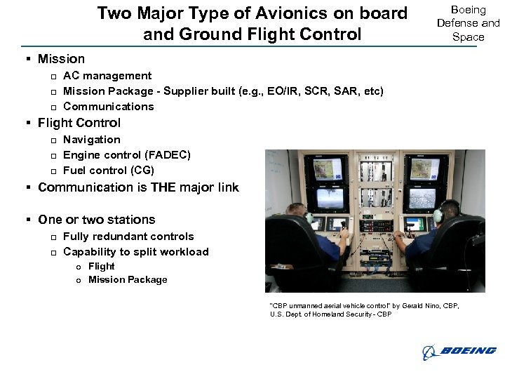 Two Major Type of Avionics on board and Ground Flight Control Boeing Defense and