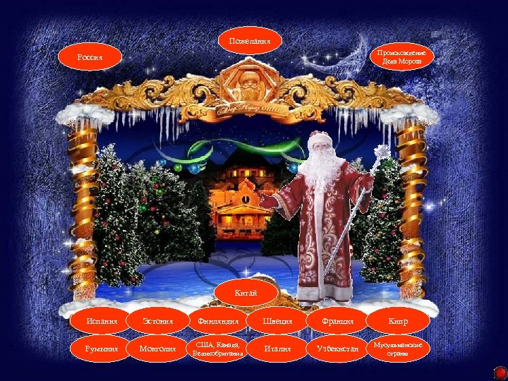 Пожелания Происхождение Деда Мороза Россия Китай Испания Эстония Финляндия Швеция Франция Кипр Румыния Монголия