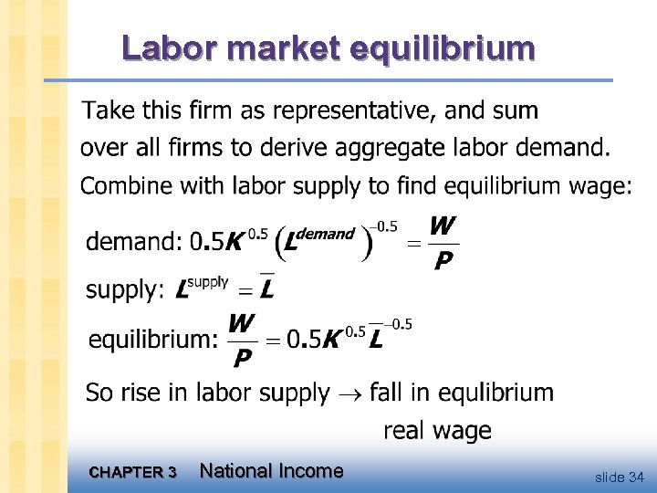 Labor market equilibrium CHAPTER 3 National Income slide 34 