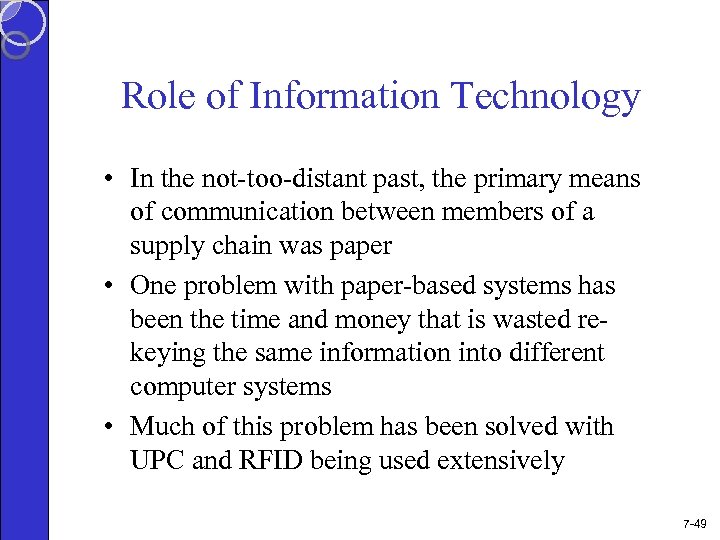 Role of Information Technology • In the not-too-distant past, the primary means of communication