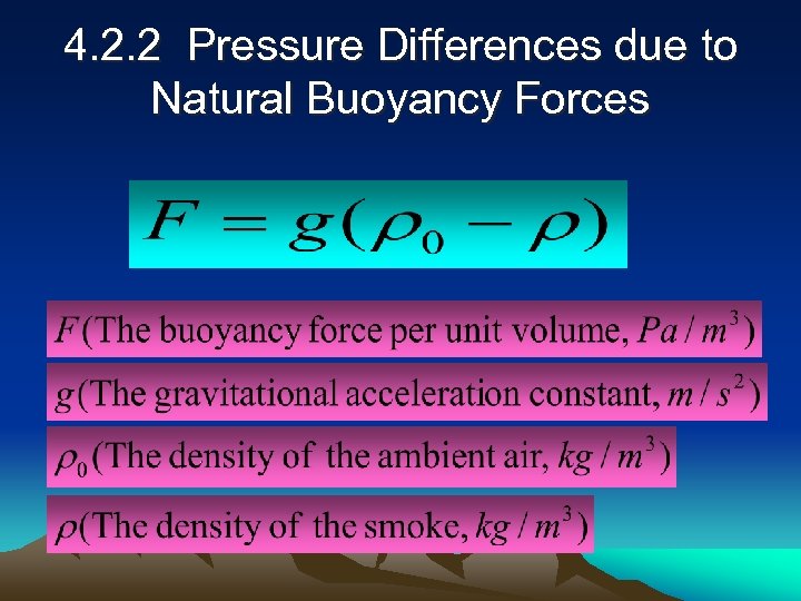 4. 2. 2 Pressure Differences due to Natural Buoyancy Forces 