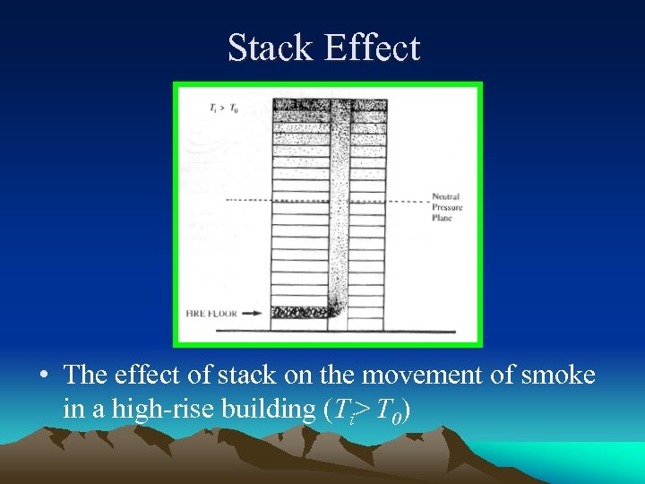 Stack Effect • The effect of stack on the movement of smoke in a