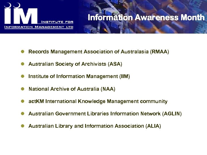 Information Awareness Month l Records Management Association of Australasia (RMAA) l Australian Society of