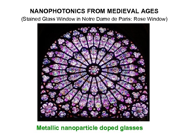 NANOPHOTONICS FROM MEDIEVAL AGES (Stained Glass Window in Notre Dame de Paris: Rose Window)