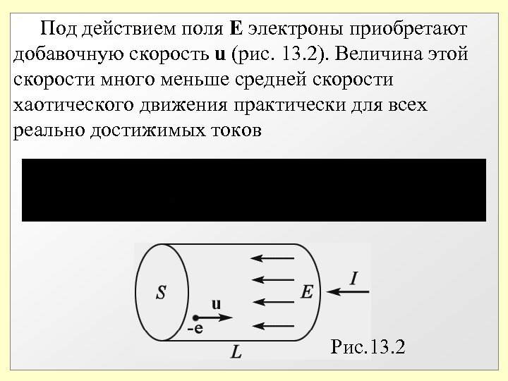  Под действием поля Е электроны приобретают добавочную скорость u (рис. 13. 2). Величина