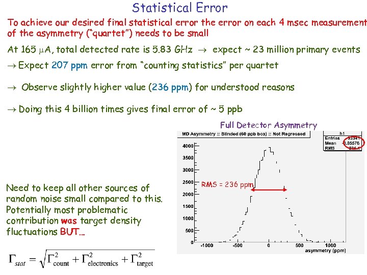 Statistical Error To achieve our desired final statistical error the error on each 4