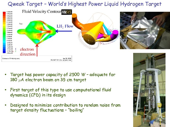 Qweak Target – World’s Highest Power Liquid Hydrogen Target • Target has power capacity